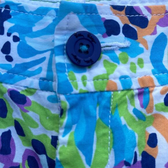 Lilly Pulitzer Callahan Sea Soiree Chino Shorts Blue Floral Women's Button Zip 0 - Picture 2 of 6